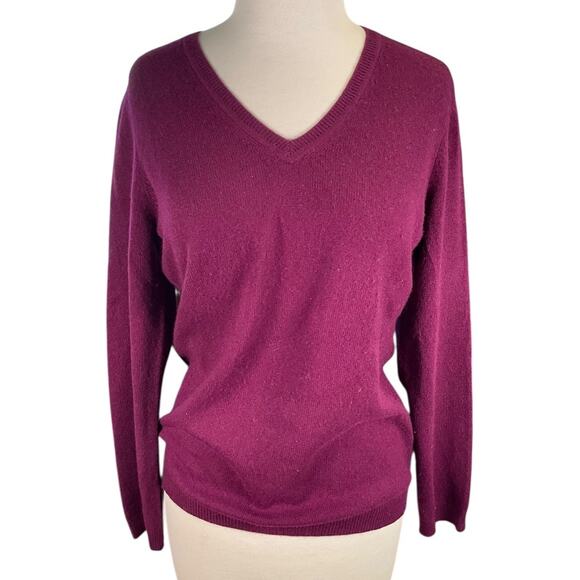 Charter Club 100% Cashmere Luxury Plum Purple V-Neck Sweater Size Medium preppy - Picture 1 of 8